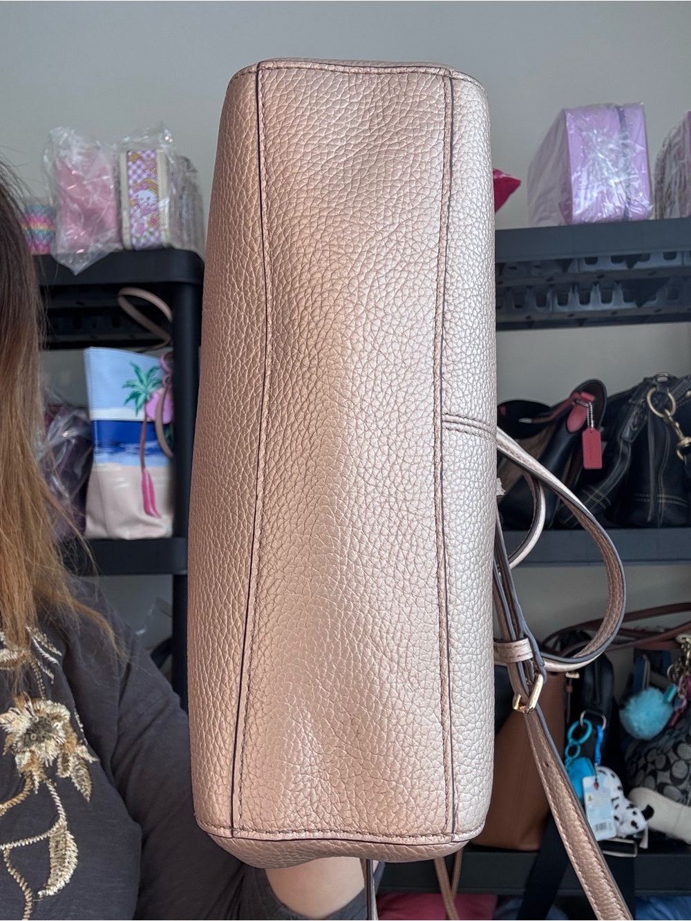 Coach Mini Kelsey Metallic leather EUC - Picture 11 of 17